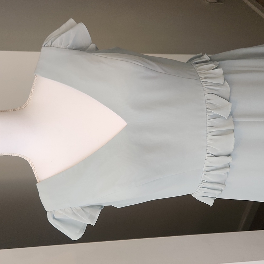 Revelry Amelia Formal Chiffon Bridesmaid Dress Tiered Ruffles Sage Size 14 - Picture 4 of 16
